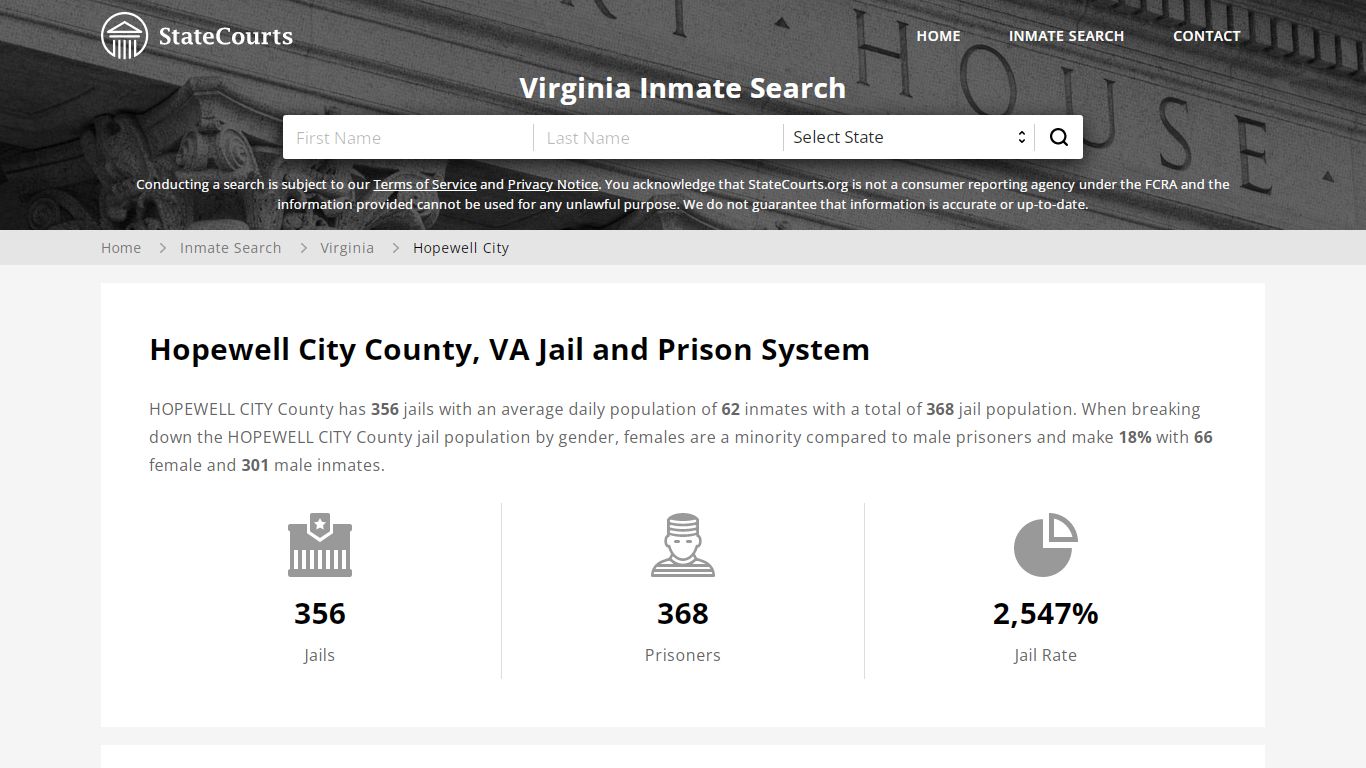Hopewell City County, VA Inmate Search - StateCourts